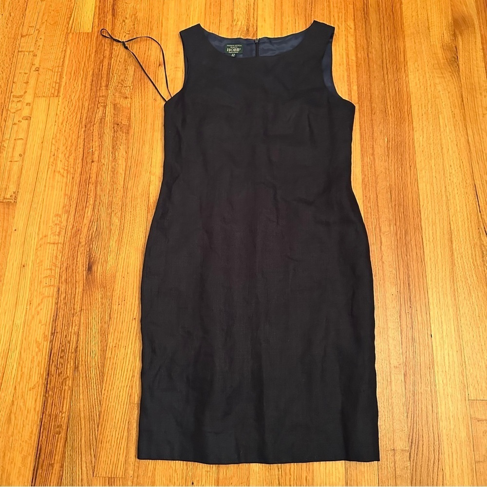 Hobbs by Marilyn Anselm Women's Navy 100% Linen Dress Size 12 (#3)
